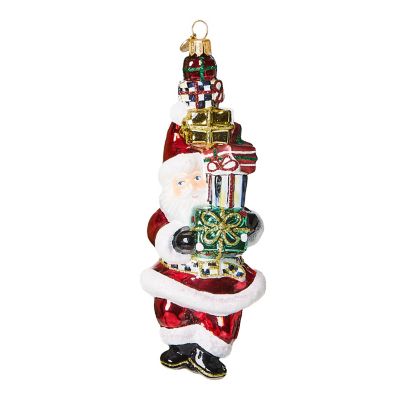 Cozy Christmas Gifting Santa Glass Ornament mackenzie-childs Panama 0