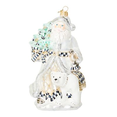 Crystal Palace Santa and Polar Bear Glass Ornament mackenzie-childs Panama 0