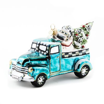 2024 Tree Farm Truck Glass Ornament mackenzie-childs Panama 0