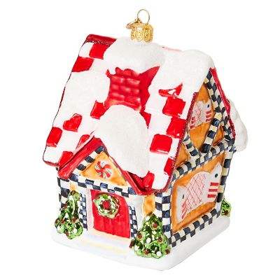 Bake Shop Gingerbread Cottage Glass Ornament mackenzie-childs Panama 0