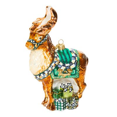 Emerald Luxe Reindeer Glass Ornament mackenzie-childs Panama 0