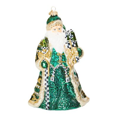 Emerald Luxe Gifting Santa Glass Ornament mackenzie-childs Panama 0