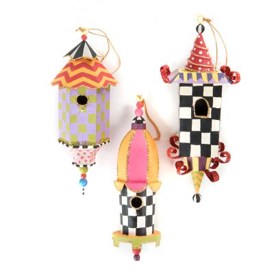 Birdhouse Ornaments - Set of 3 mackenzie-childs Panama 0