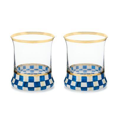 Royal Check Tumbler Glass, Set of 2 mackenzie-childs Panama 0