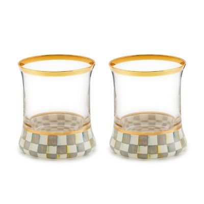 Sterling Check Tumbler Glass, Set of 2 mackenzie-childs Panama 0