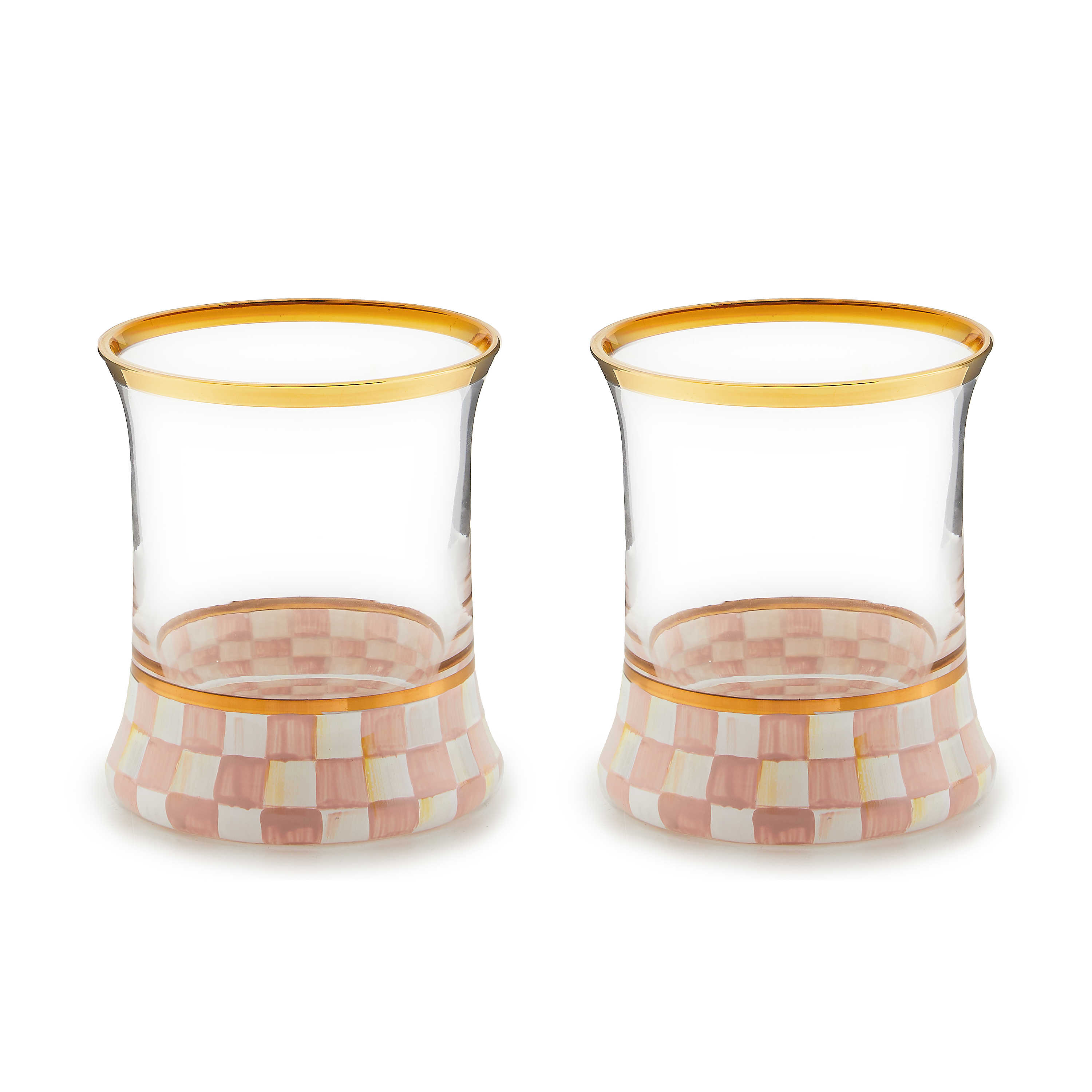 Rosy Check Tumbler Glass, Set of 2 mackenzie-childs Panama 0