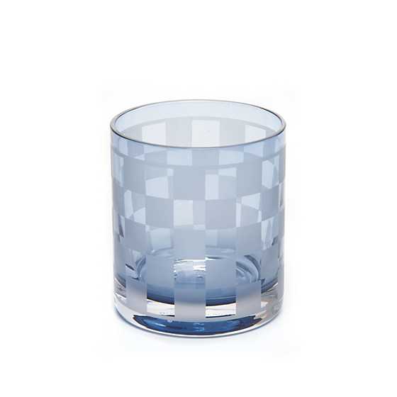 Dashing Check Double Old Fashioned Glass - Blue - Set of 4