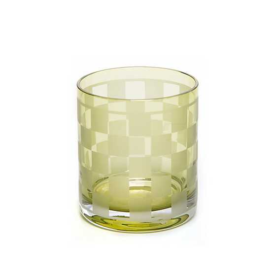 Dashing Check Double Old Fashioned Glass - Green - Set of 4