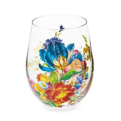 Flower Market Stemless Wine Glass, Set of 4 mackenzie-childs Panama 0