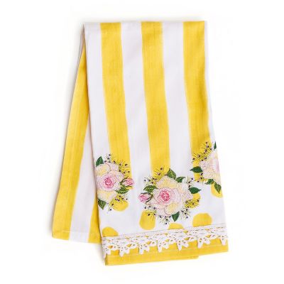 MacKenzie-Childs Yellow Argyle Dish Towels- Set of 3