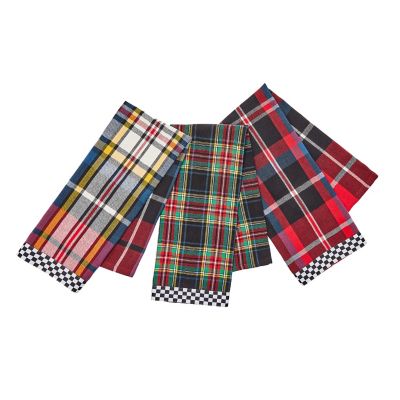 Tartan Check Assorted Woven Dish Towels, Set of 3 mackenzie-childs Panama 0