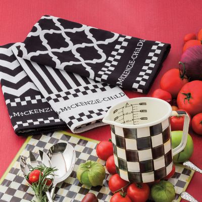 MacKenzie-Childs  Black & White Zig Zag Oven Mitts, Set of 2