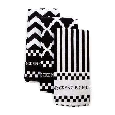 MacKenzie-Childs Black & White Zig Zag Oven Mitts - Set of 2