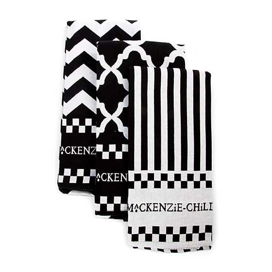 Black & White Zig Zag Dish Towels - Set of 3 image one