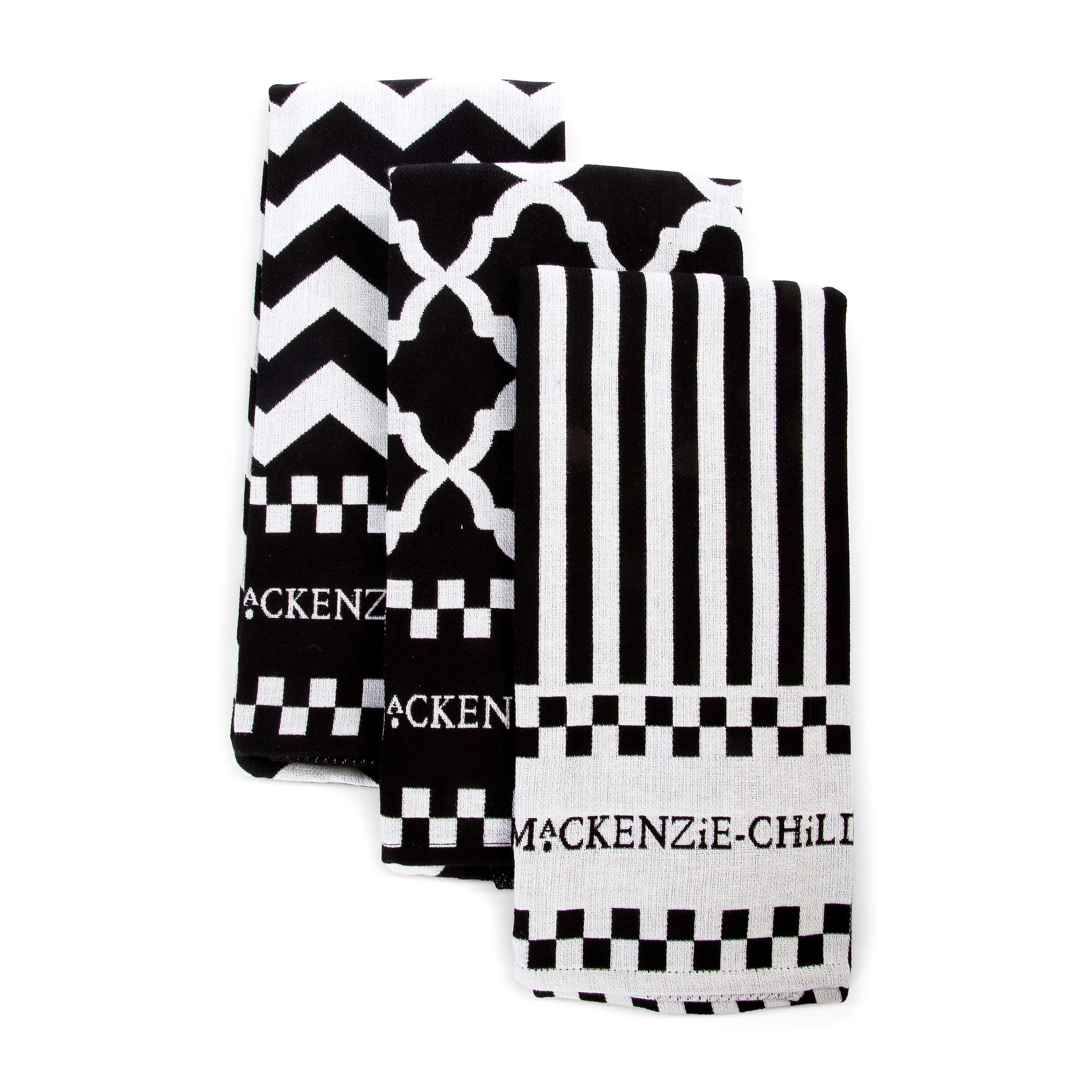Black & White Zig Zag Dish Towels, Set of 3 mackenzie-childs Panama 0