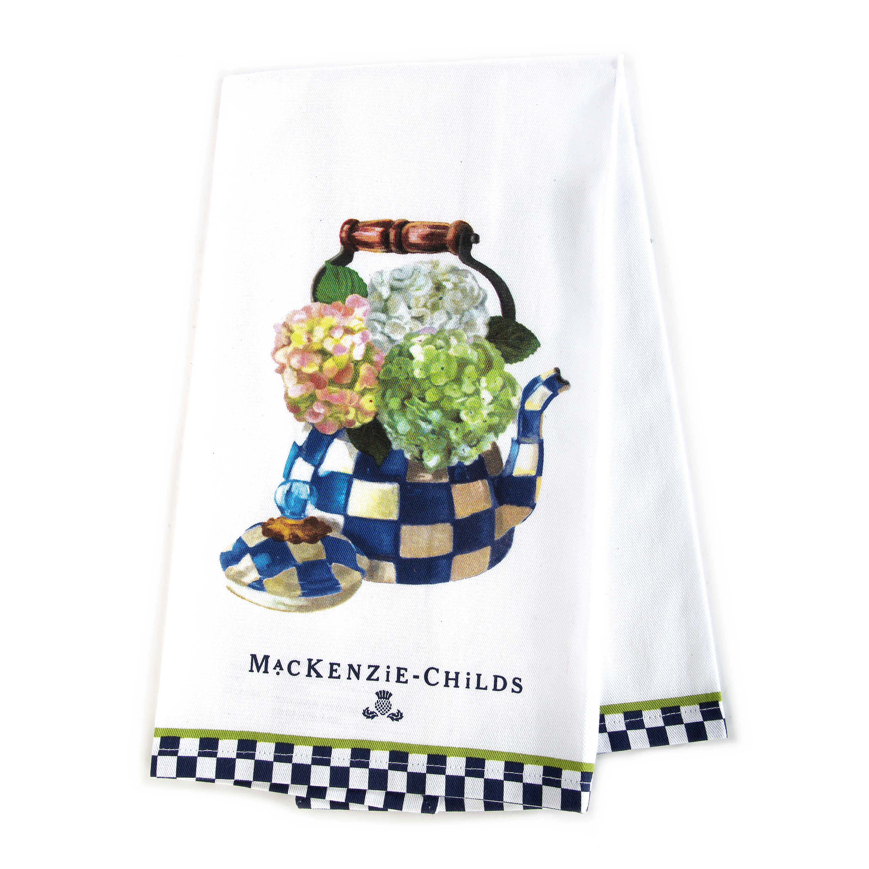 Hydrangea Tea Kettle Dish Towel mackenzie-childs Panama 0