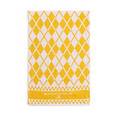 MacKenzie-Childs Yellow Argyle Dish Towels- Set of 3