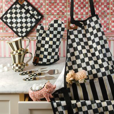 MacKenzie-Childs  Black & White Zig Zag Oven Mitts, Set of 2