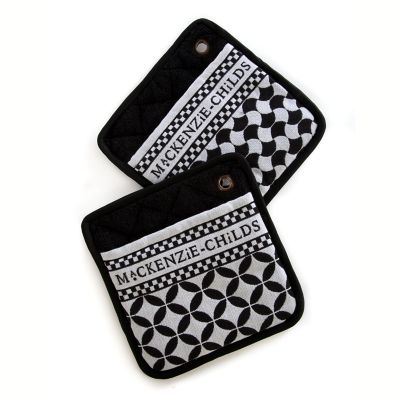 Geo Pot Holders - Black - Set of 2 mackenzie-childs Panama 0