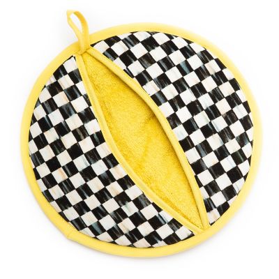 Potholder check, White / Yellow