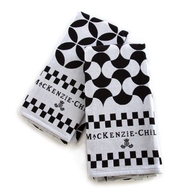 MacKenzie Childs Black & White Dish Towels # 40275-0128 
