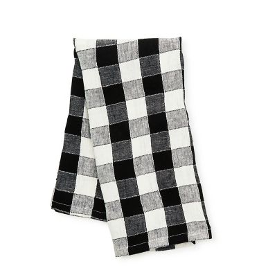 Black Check Linen Dish Towel mackenzie-childs Panama 0