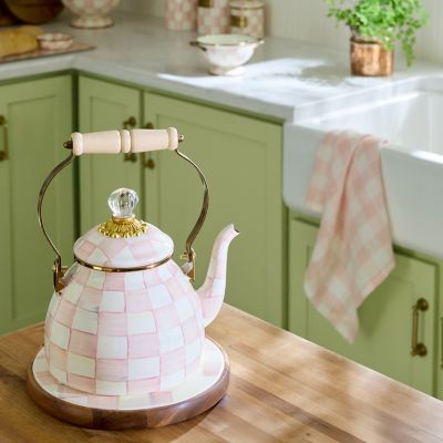 Pink Check Linen Dish Towel Image 3