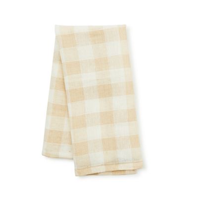 Tan Check Linen Dish Towel mackenzie-childs Panama 0