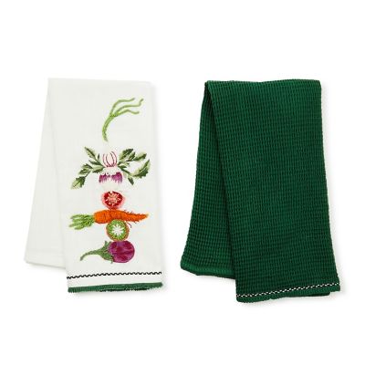 Vegetable Embroidered Dish Towels, Set of 2 mackenzie-childs Panama 0