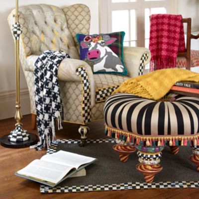 Mackenzie Childs Houndstooth Throw Rose
