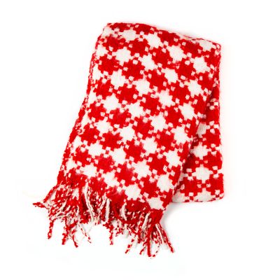 Houndstooth Throw - Red & White