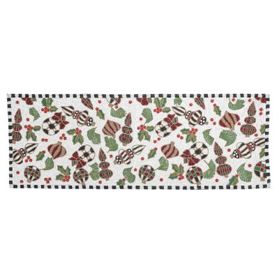 Deck the Halls White Beaded Table Runner mackenzie-childs Panama 0