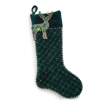 Emerald Beaded Deer Holiday Stocking mackenzie-childs Panama 0