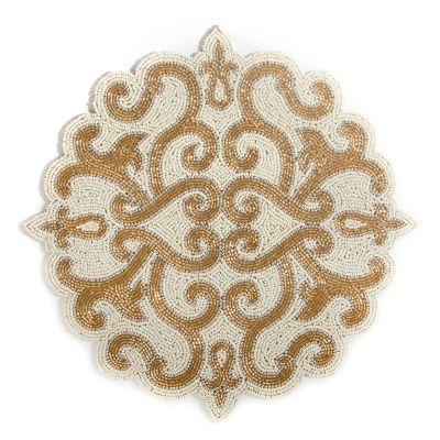 MacKenzieChilds Scroll Beaded Placemat Gold