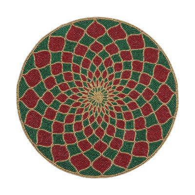 Kaleidoscope Red & Green Beaded Placemat mackenzie-childs Panama 0