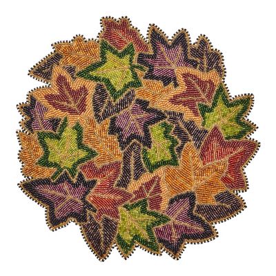 Forest Floor Fall Leaves Beaded Placemat mackenzie-childs Panama 0