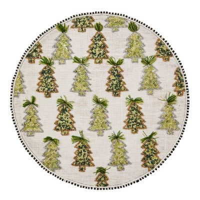 Farmhouse Trees Round Beaded Placemat mackenzie-childs Panama 0