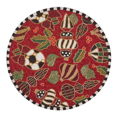 Deck the Halls Red Beaded Placemat mackenzie-childs Panama 0