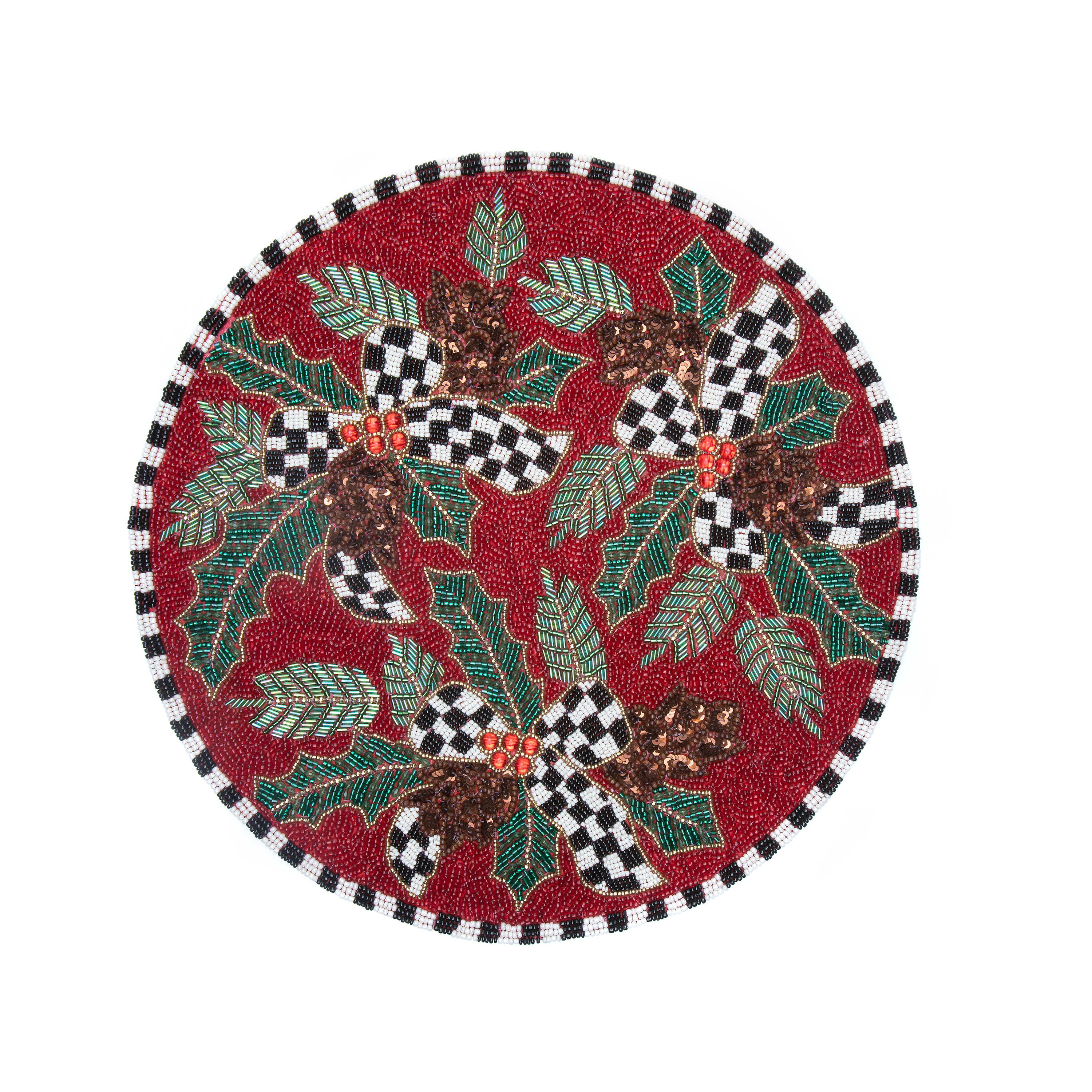 Holly Holiday Beaded Placemat mackenzie-childs Panama 0