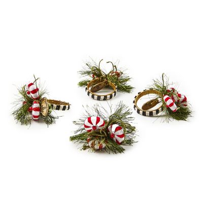 Peppermint & Pine Napkin Rings, Set of 4 mackenzie-childs Panama 0