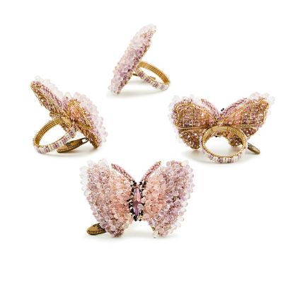 Pink Butterfly Hill Napkin Rings, Set of 4 mackenzie-childs Panama 0