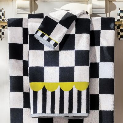 MacKenzie-Childs  Black & White Tartan Bath Towel