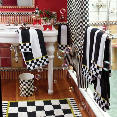 MacKenzie-Childs  Black & White Tartan Bath Towel