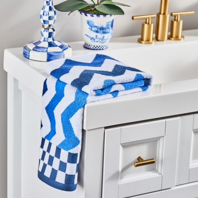 MacKenzie-Childs Blue & White Zig Zag Pot Holders – Set of 2