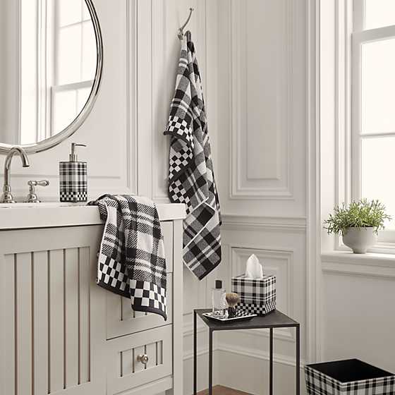 Black  &  White Tartan Towel - Hand Towel image two