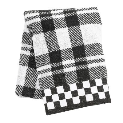 Black and white check bath towels sale