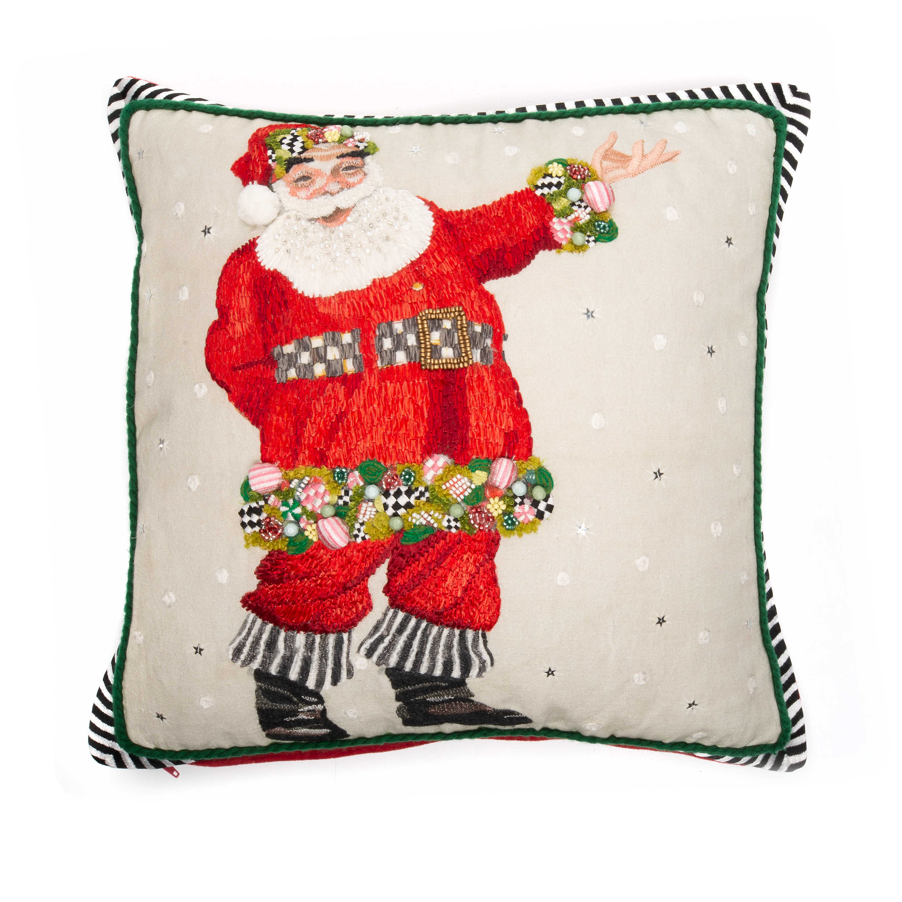 Jolly Father Christmas Throw Pillow mackenzie-childs Panama 0