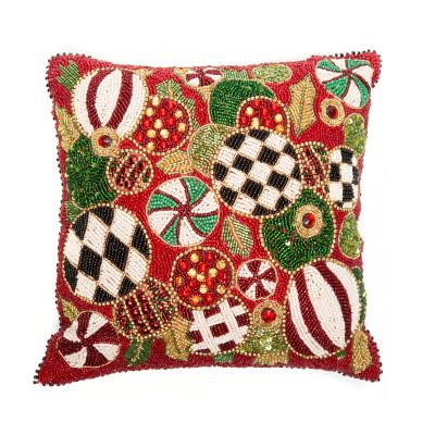 Jolly Ornaments Throw Pillow mackenzie-childs Panama 0