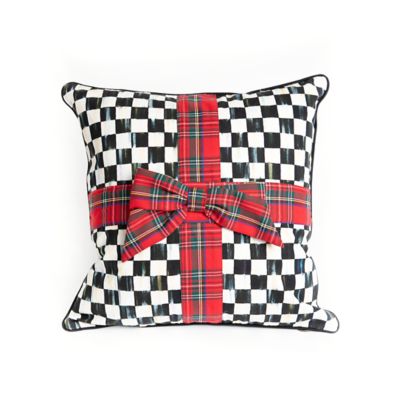 Courtly Check Tartan Bow Throw Pillow mackenzie-childs Panama 0