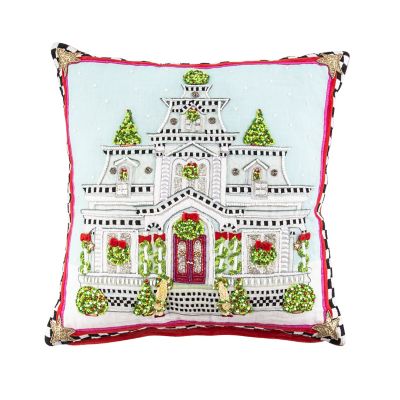 Patience Brewster Christmas House Throw Pillow mackenzie-childs Panama 0